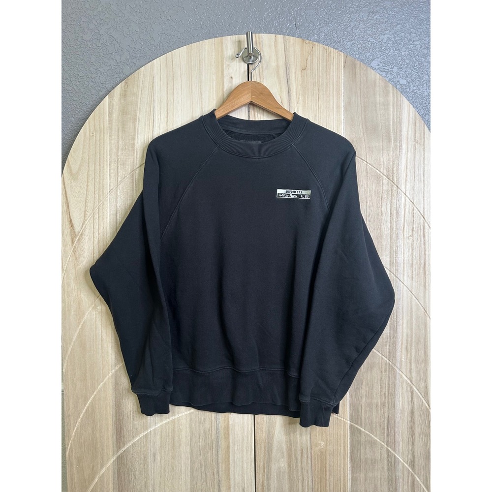 G-Star Raw Raglan Relaxed Crewneck Sweatshirt Black Mens Small‎